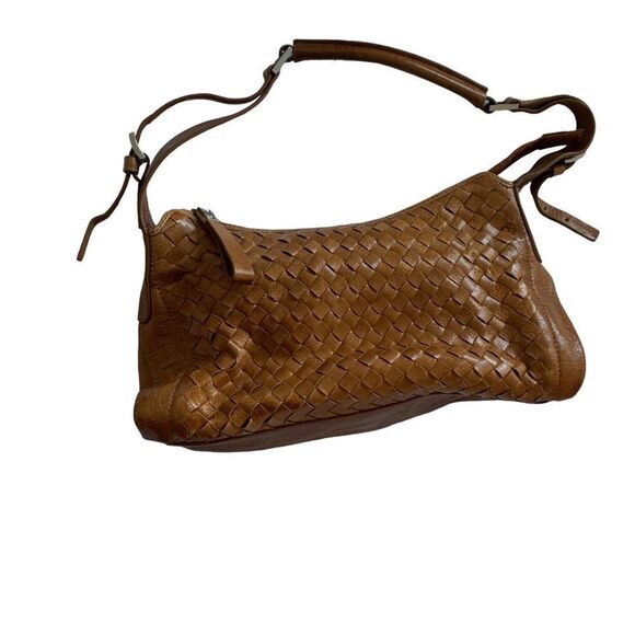 Woven Camel Cognac Color Genuine Leather Handbag‎ NWOT Mini Small Purse Bag - Picture 14 of 16
